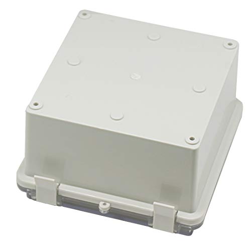 Zulkit Junction Box ABS Plastic Dustproof Waterproof IP65 Electrical Boxes Hinged Shell Outdoor Universal Project Enclosure Clear Cover with 2 Cable Glands 5.9 x 5.9 x 3.5 inch (150x150x90 mm) - size: 5.9" x 5.9" x 3.5"