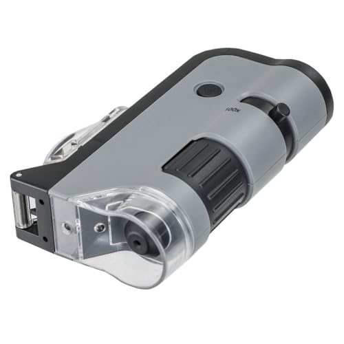 Carson MicroFlip 100x-250x, LED UV Pocket Microscope with Smartphone Clip, STEM Education (MP-250) - style: Single Pack