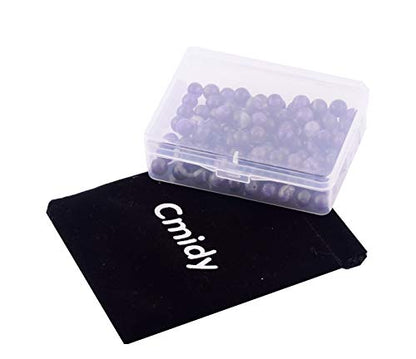 Natural Stone Beads 100pcs Round Genuine Real Stone Beading Loose Gemstones Hole Size 1mm DIY Smooth Bead for Bracelet Necklace Earrings Jewelry Making (Amethyst Purple, 6mm) - color: Amethyst Purple, size: 6mm