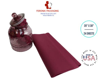Cranberry Tissue Paper Squares, Bulk 24 Sheets, Premium Gift Wrap and Art Supplies for Birthdays, Holidays, or Presents by Feronia packaging, Large 20 Inch x 30 Inch - color: Cranberry