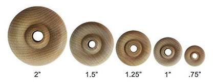 Wood Wheels - 24 Pack with Free Axle Pegs - Made in USA (1" Diameter) - size: 1" Diameter