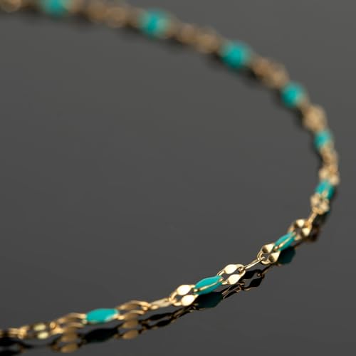 UMAOKANG Gold Plated Stainless Steel Jewelry Chain Roll Blue Enamel Chains - color: Gold-Blue
