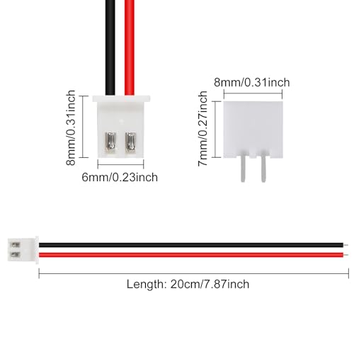 ACEIRMC 10Pairs JST-XH Connector Kit, XH 2.54mm 2 Pin Header Male and Female Connectors Plug Adapter with Flat Wire Cable 200mm 26AWG Compatible with JST XH (2P) - color: 2P