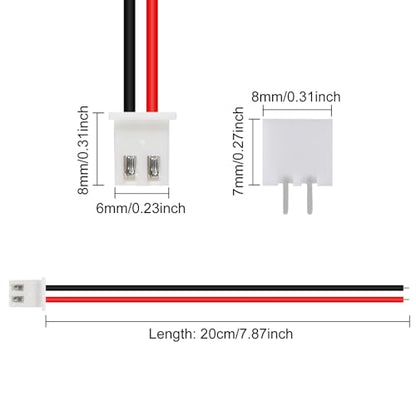 ACEIRMC 10Pairs JST-XH Connector Kit, XH 2.54mm 2 Pin Header Male and Female Connectors Plug Adapter with Flat Wire Cable 200mm 26AWG Compatible with JST XH (2P) - color: 2P
