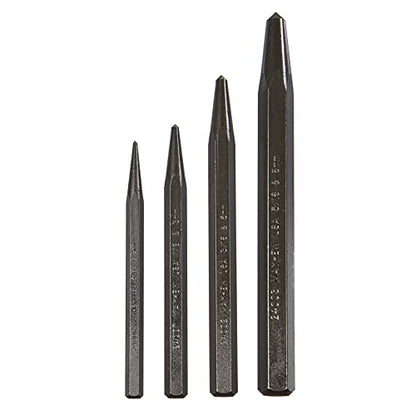 Mayhew Tools 62215 Center Punch, 4-Piece Set, Black Oxide Finish - size: 4-Piece Set