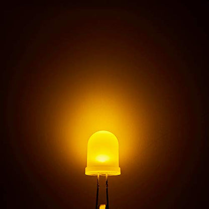 CHANZON 50 pcs 10mm Yellow Diffused LED Diode Lights (DC 2V 20mA) - color: E) White-yellow (50pcs)