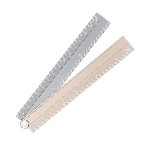 HARFINGTON Folding Straight Ruler 30cm Metric Aluminum Alloy Protractor Foldable Angle Ruler Geometric Measuring Tool with Angle Line for Architects Artists Office, Gold Tone Silver Tone - color: Gold Tone/Silver Tone