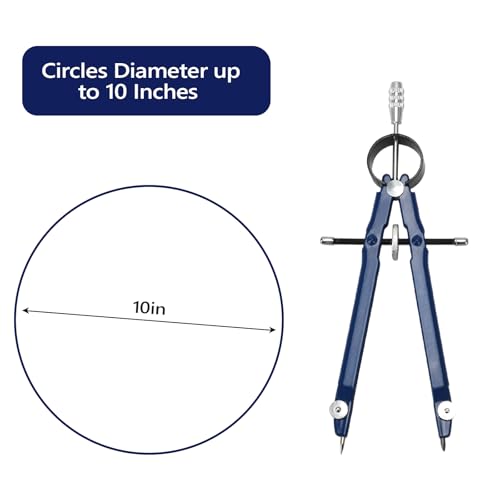 Compass for Geometry, Metal Compass with Extra Refills Compass Drawing Tool for Students Drafting Compass Back to School Supplies (Blue 2pcs)