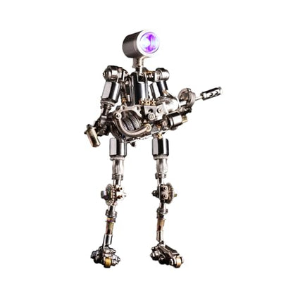 Mostarle Terminator M 3D Metal Puzzle, Arcynix DIY Mechanical Robot Model Kit, Sci-Fi Design LED Light Feature Unique Gift for Adults & Teenager (Purple) - color: Silver