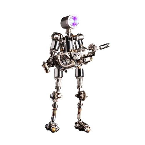 Mostarle Terminator M 3D Metal Puzzle, Arcynix DIY Mechanical Robot Model Kit, Sci-Fi Design LED Light Feature Unique Gift for Adults & Teenager (Purple) - color: Silver