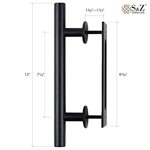 S&Z TOPHAND® 48in x 84in Unfinished British Brace Knotty Barn Door with Sliding Hardware Kit/Solid Wood/Sliding Door/Double Surfaces/A Simple Assembly is Required - size: 48x84in