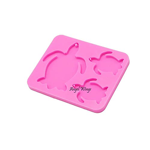Angel Wings Super Shiny Turtle Family Keychains Mold Cute Tortoise Shape Jewelry Making Epoxy Key Chain Silicone Mold Polymer Clay DIY Tools