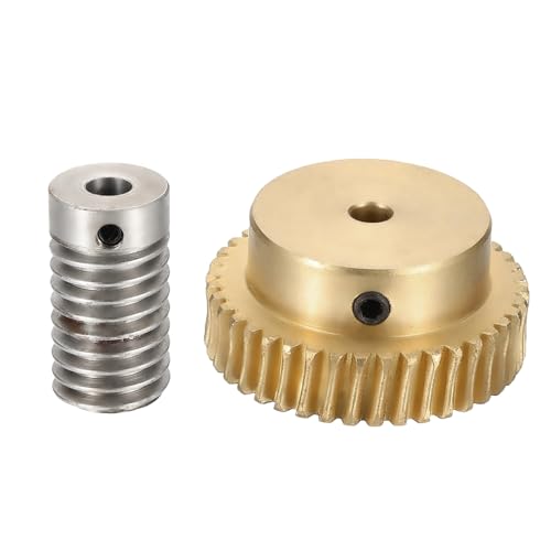 uxcell Worm Gear Set 40T 0.8 Module 1:40 Reduction Rate, Right Rotation Drive Gear Box Wheel Reduce Transmission Part (Brass Gear-4mm Bore, 1045 Steel Rod 6mm Bore) - size: Gear-4mm, Rod-6mm Bore, style: 0.8M-40T