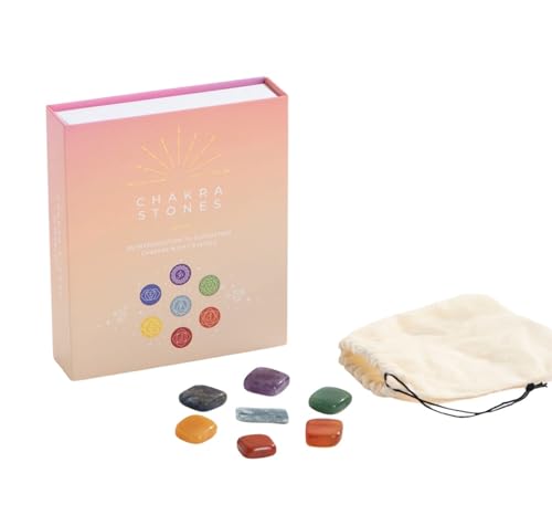 Crystal Collection Chakra Stones Set with Amethyst; Sodalite; Blue Kyanite; Green Aventurine; Yellow Jade; Carnelian; Red Jasper, Set of 7 - color: Chakra