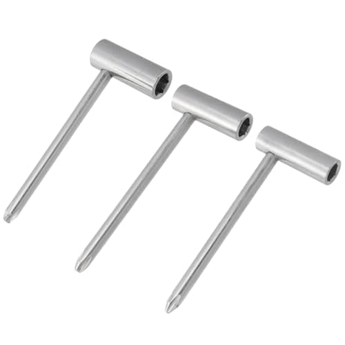 Sliver Guitar Neck Box Repair Guitar Truss Rod Wrench Adjustment Wrench with Cross Screwdriver, Inner Dia 6mm & 7mm & 8mm, Sleeve Length 30mm - color: Silver, size: 6mm, 7mm, 8mm; 30mm Sleeve Length