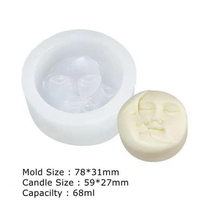 Candle Molds - Silicone Mold for Candles Making, DIY 3D Moulds for Soy Wax, Beeswax, Scented Candle, Valentine's Day Gifts (Moon) - color: Moon