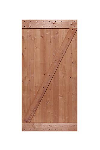 LUBANN 42 in. x 84 in. Rustic Z-Brace Hardwood Barn Door Unfinished Knotty Alder Solid Wood Barn Door Slab - size: 42X84 Z Brace