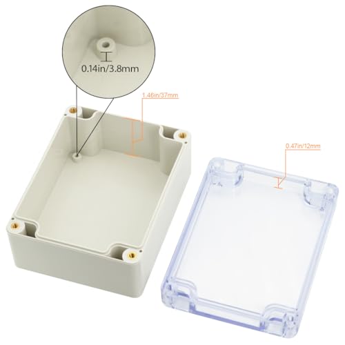 LeMotech ABS Plastic Junction Box, Dustproof Waterproof IP65 Electrical Box - Universal Project Enclosure Grey, with PC Transparent/Clear Cover 4.53 x 3.54 x 2.16 inch (115 x 90 x 55 mm) - size: 4.53" x 3.54" x 2.16"