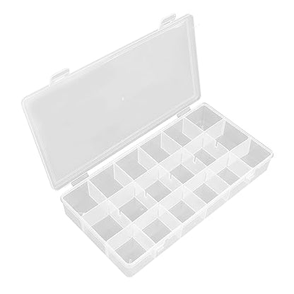 OALCQ Craft Organizers And Storage Box 18 Grids Clear Plastic Bead Organizer With Dividers, Clear Craft Storage for Beads, Earrings, Pills, Jewelry, Screws, Seeds, Small Parts, Hair Ties - size: 18 grids