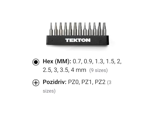 TEKTON 4 mm Hex and Pozidriv Bit Set with Rail, 12-Piece | DZZ92005 - style: 12-pc. Hex/Pozidriv Bit Se