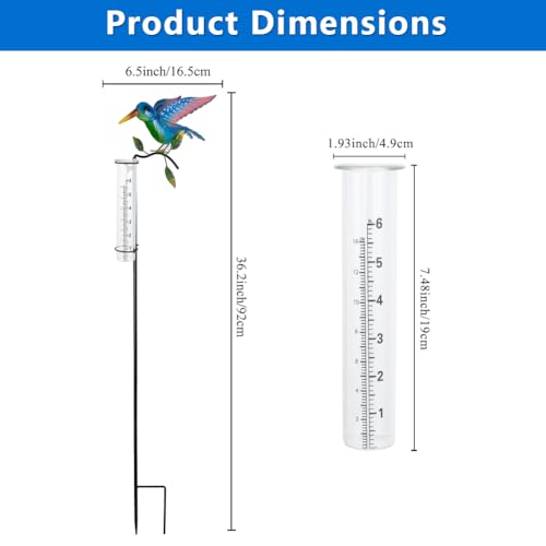 Rain Gauge Outdoor with Bird Decor for Garden, Yard Lawn, Patio - color: Blue Bird
