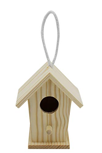 Creative Hobbies 12-Pack of Mini Wooden Bird Houses to Paint, with Hanging Cords, Unfinished DIY Design Your Own Great for Crafts, Weddings, Bible Camp and More!
