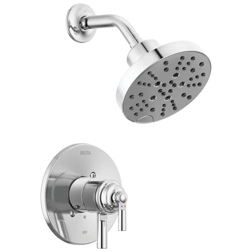Delta Faucet Saylor 17 Series Chrome Shower Valve Trim Kit with H2Okinetic Shower Head, Delta Shower System, Shower Faucet Set, Shower Head and Handle Set, Chrome T17235 (Valve Not Included) - color: Chrome