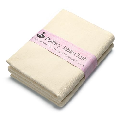Pottery Tablecloth-Heavy Duty Linen Cotton Blend, 62x39 Inches, High Absorbency Textured Surface for Pottery Making, Oil Painting, Various Handmade Crafts (2PCS) - color: Pottery Tablecloth-2pc