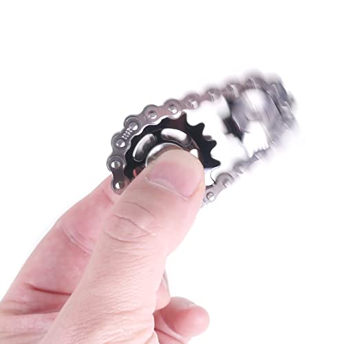 Fidget Spinner, Sprocket Linkage Bike Chain Spinner Design 2 Gears Figity Spin Finger Games, Metal Stainless Steel Durable Mechanics, Premium Figit Toy - Gray - color: Gray