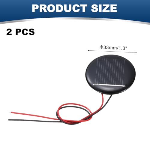MECCANIXITY 2Pcs 0.5V 0.07W 140mA Mini Solar Panels, Round Small Polycrystalline Solar Cell Panel with Cable for DIY Electric Toy Materials Kits Charger - style: 0.5V 0.07W 140mA