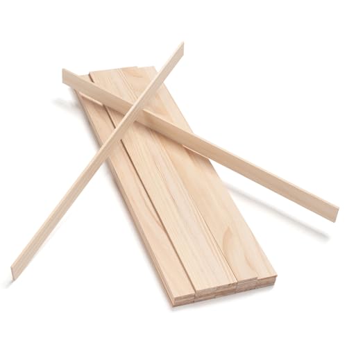 Wooden Dowels for Crafts, Wood Slats Trim Strips for Wall 1/8" × 1" × 17.5", 30 PCS Square Wood Dowel Rods Wooden Sticks for Crafts, Unfinished Hardwood Sticks Flat Lumber Boards for Woodworking - size: 1/8x1x17.5 in - 30PCS