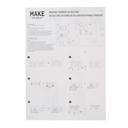 Make Market DIY Miniature Townhome Kit, 1:12 Scale Unfinished Plywood House, Natural, 30" Height, 21-Piece Set