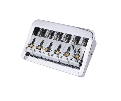 Guyker Adjustable Guitar Bridge, 10.5mm String Space Copper Fixed Saddles Bridge with Zinc Block Replacement Part for 6 String Electric Guitar (GG2006, Chrome) - color: Chrome
