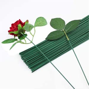 2 Gauge Dark Green Floral Stem Wire 50 PCS DIY Bouquet Stem Wreath Making - color: 50 pcs 2Gauge Dark green flower wire 30cm