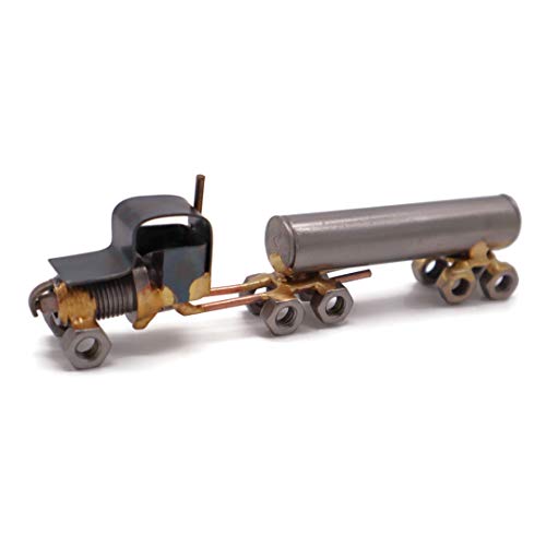 Tanker Truck Collectible Handmade Metal Art Figurine, Desk Accessories, Trophy, Boss Gift, Home Office Décor, Construction Worker - style: Tanker Truck