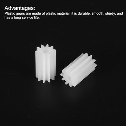 MECCANIXITY 20 Pcs 0.39" T Plastic Gears 10 Teeth Plastic Motor Gear Model 102A Reduction Gear for RC Car Model DIY Robot (White, Module 0.5) - color: White