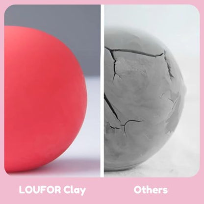 LOUFOR Air Dry Clay Kit -12 Animals Modeling Clay for Kids Arts and Crafts - color: #02Pink- Cute Pet Park