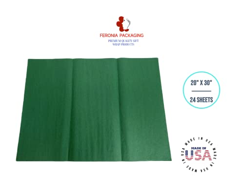 Holiday Green Tissue Paper Squares, Bulk 24 Sheets, Premium Gift Wrap and Art Supplies for Birthdays, Holidays, or Presents by Feronia packaging, Large 20 Inch x 30 Inch - color: HolidayGreen