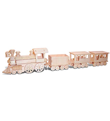Puzzled 3D Puzzle Train Wood Craft Construction Model Kit, 233 Pieces Pack