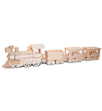 Puzzled 3D Puzzle Train Wood Craft Construction Model Kit, 233 Pieces Pack