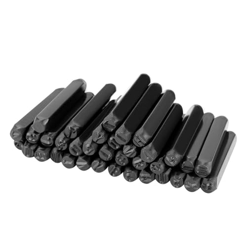MOPFOL 36 Pcs 6mm Carbon Steel Letter Number Stamp Set - Metal Wood Leather Engraving Punch Tools with Carrying Case