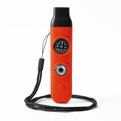 Emergency Survival Safety Whistle，Whistle for Kids with Lanyard,Compass,Thermometer,Ideal for Kayaking, Boating, Hiking, Camping, Climbing - color: Orange
