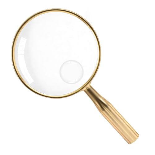 Lakei 10X Reading Magnifying Glass, 110mm Lens, Non-Slip Handle(Gold) - color: Gold, size: 110mm