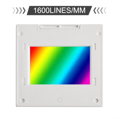 Optical Transmission Diffraction Grating For Physics Teaching, 2Mm Thick Spectrophotometer Sheet With 50X50mm Frame, PET Plastic For Spectrum Demonstration(1600lines/mm) - size: 1600lines/mm