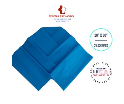 Brilliant Blue Tissue Paper Squares, Bulk 24 Sheets, Premium Gift Wrap and Art Supplies for Birthdays, Holidays, or Presents by Feronia packaging, Large 20 Inch x 30 Inch - color: BrilliantBlue