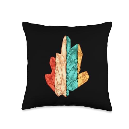 Best Rocks And Minerals Guide Kit Collection Gifts Retro Geologist Stone Mineral Collector Throw Pillow, 16x16, Multicolor - size: 16x16