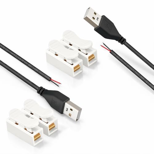 1.64ft Black USB Pigtail Cable 2-Pack with Wire Connectors - color: Wire Connectors&Black 1.64FT USB 2.0 Male