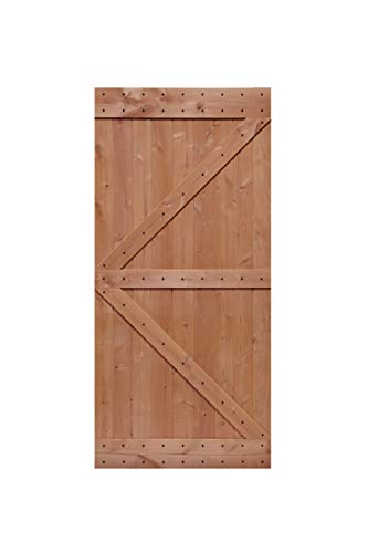 LUBANN 40 in. x 84 in. Rustic British-Brace Hardwood Barn Door Unfinished Knotty Alder Solid Wood Barn Door Slab - size: 40X84 British Brace