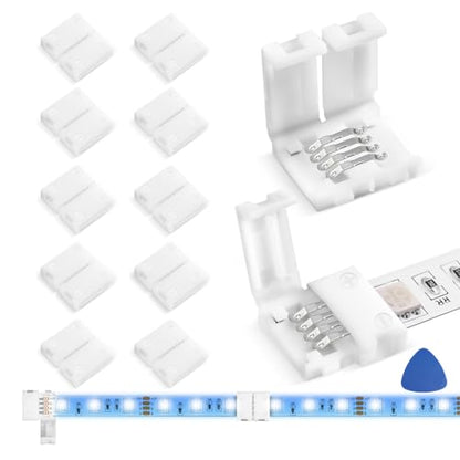 WENHSIN 10Packs 4-Pin RGB LED Light Strip Connectors 8mm Unwired Gapless Solderless Adapter Terminal Extension - size: 8MM-4PIN