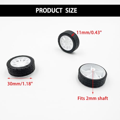 10PCS Toy Car Wheels 30mm Rubber Tire with 5PCS Shaft Round Axles for for DIY Model Toy RC Car Accessories (2X30MM) - style: 2X30MM